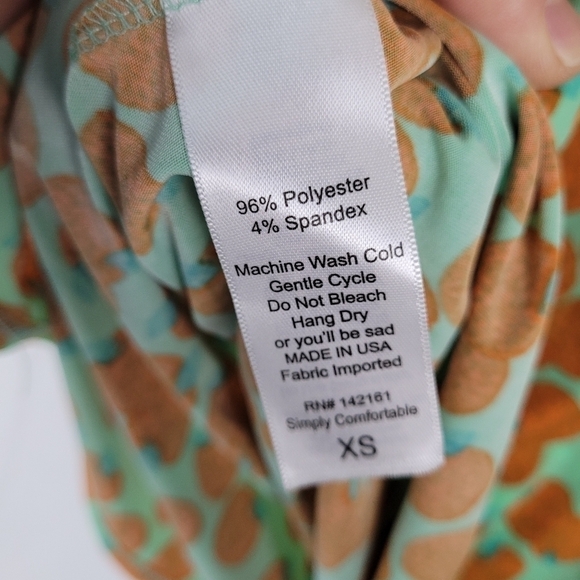 NWT LuLaRoe Womens Azure A Line Skirt Stretch Green w/ Tangerines Size XSmall - Picture 7 of 7